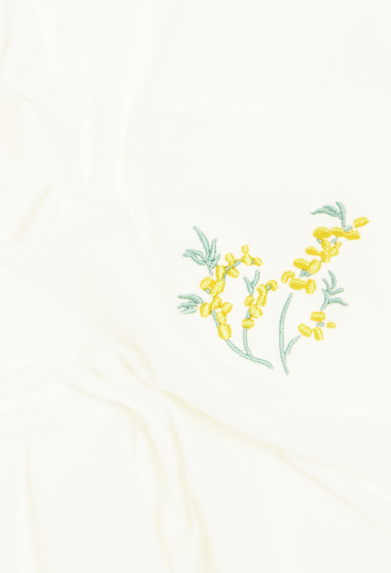 T-shirt poche brodee blanc