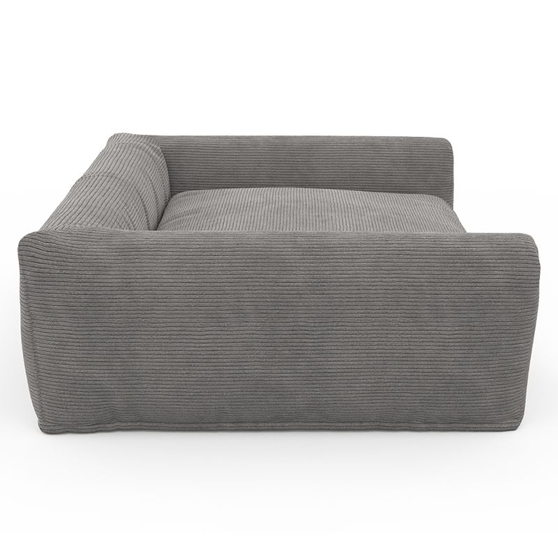 Panier pour chien leonard en tissu velours côtelé gris taille s