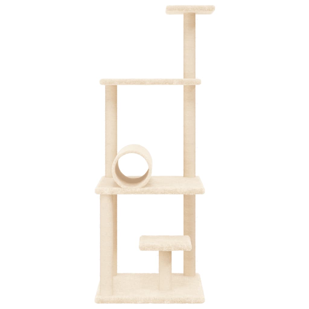 arranhador para gatos vidaXL com postes de sisal, cor creme, 136 cm