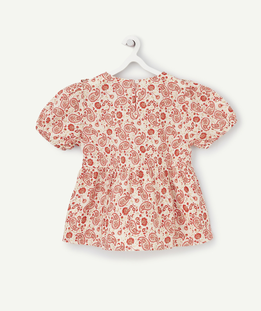 BLOUSE FILLE EN COTON AVEC IMPRIMÉ CACHEMIRE ROUGE