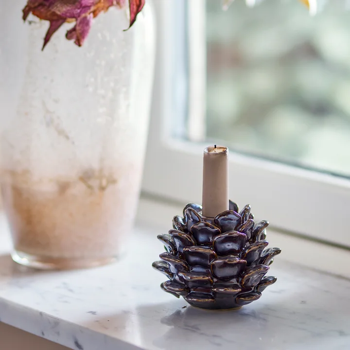 Bloomingville - Pine Kerzenhalter, H 10 cm, braun