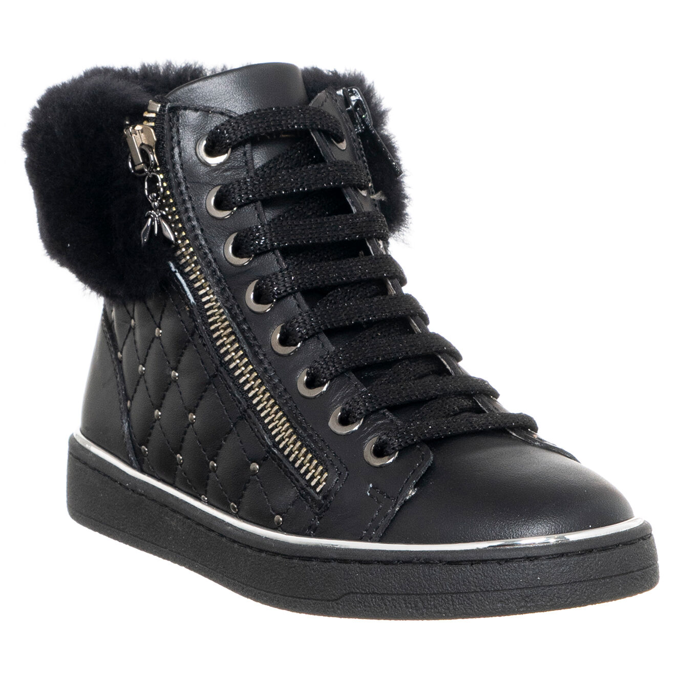 Patrizia Pepe Sneakers en Cuir Teddy noires