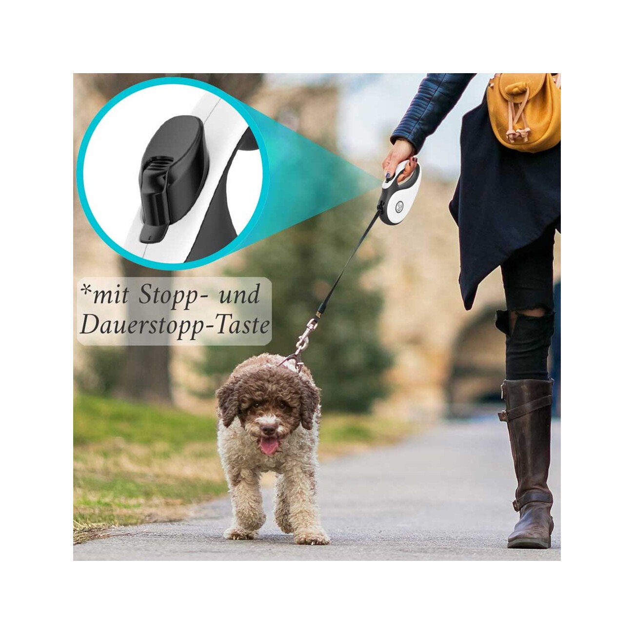 HUND IST KÖNIG Rollleine für Hunde | robuste Hundeleine für kleine & große Hunde | 15-50 kg schwarz/ weiß S
