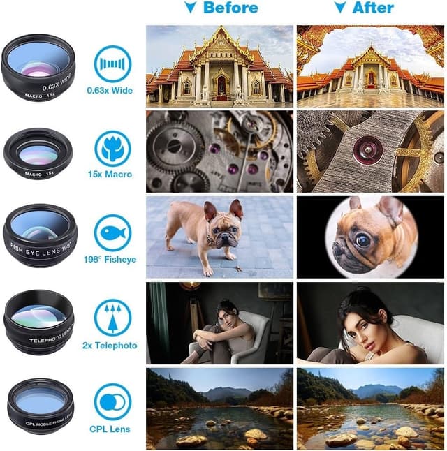 APEXEL 10-i-1 Premium Linsekit Kompatibel med Smartphones
