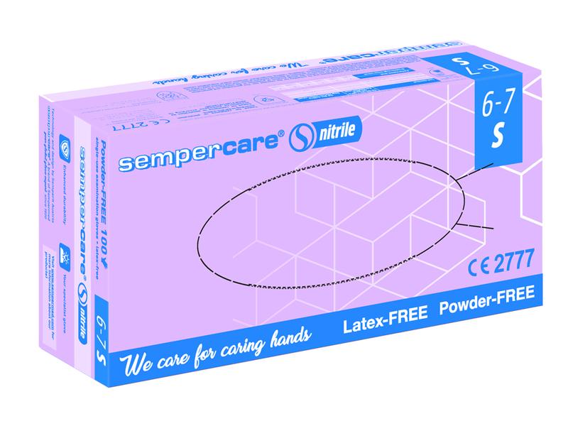 Sempercare Einweghandschuh Nitril Grösse S 100 Stück Nitril-Handschuhe blau