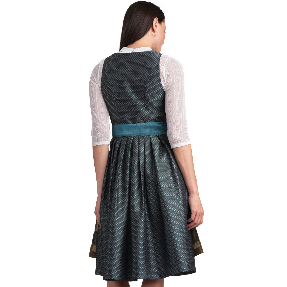 Gina Benotti Damen Dirndl mit Jacquard-Muster petrol / helloliv