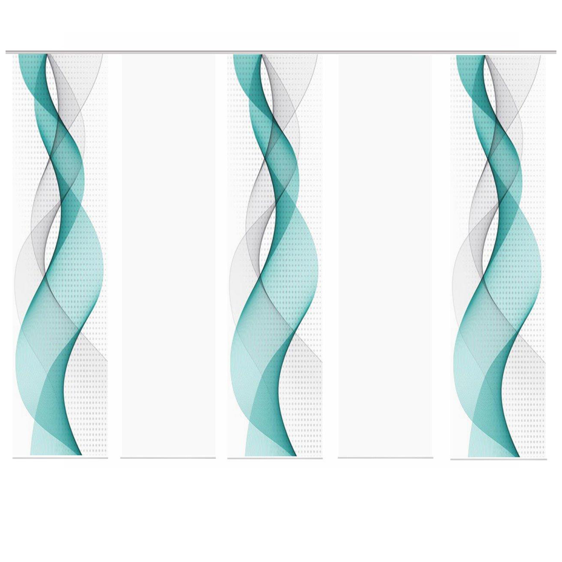 5-teiliges Schiebevorhang-Set OPALIA - türkis - je 60x245 cm