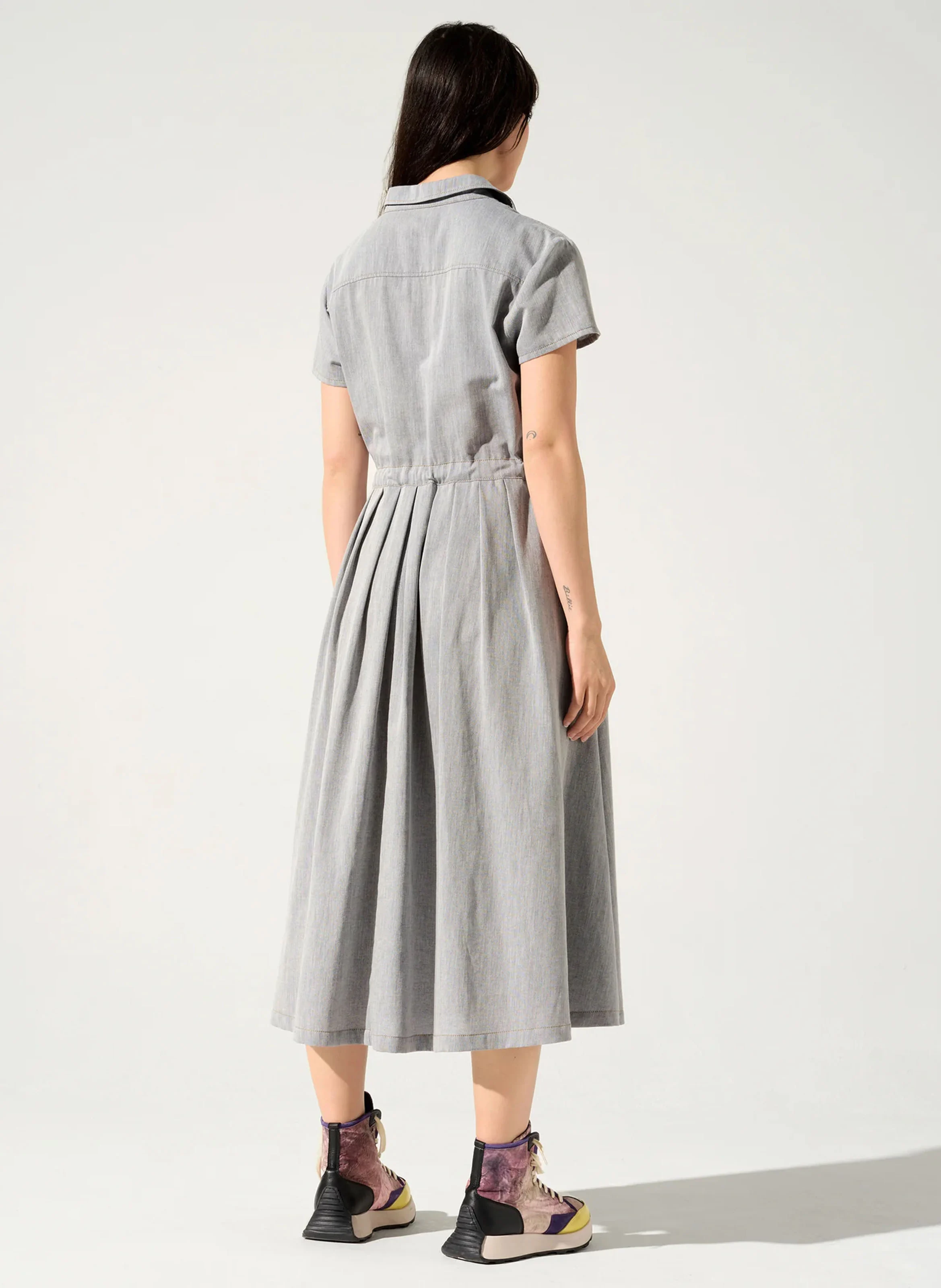 EVA - Robe longue cintrée en coton | Bleu