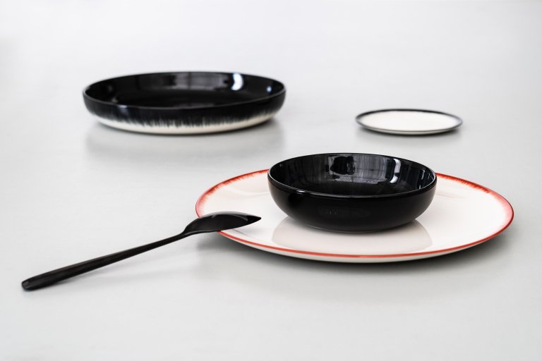 Serax Dé tableware by Ann Demeulemeester diep bord Ø18,5 set van 2 White/Black D