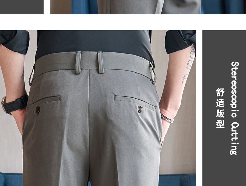 Bay Go Mall - Mid Rise Plain Cropped Tapered Dress Pants