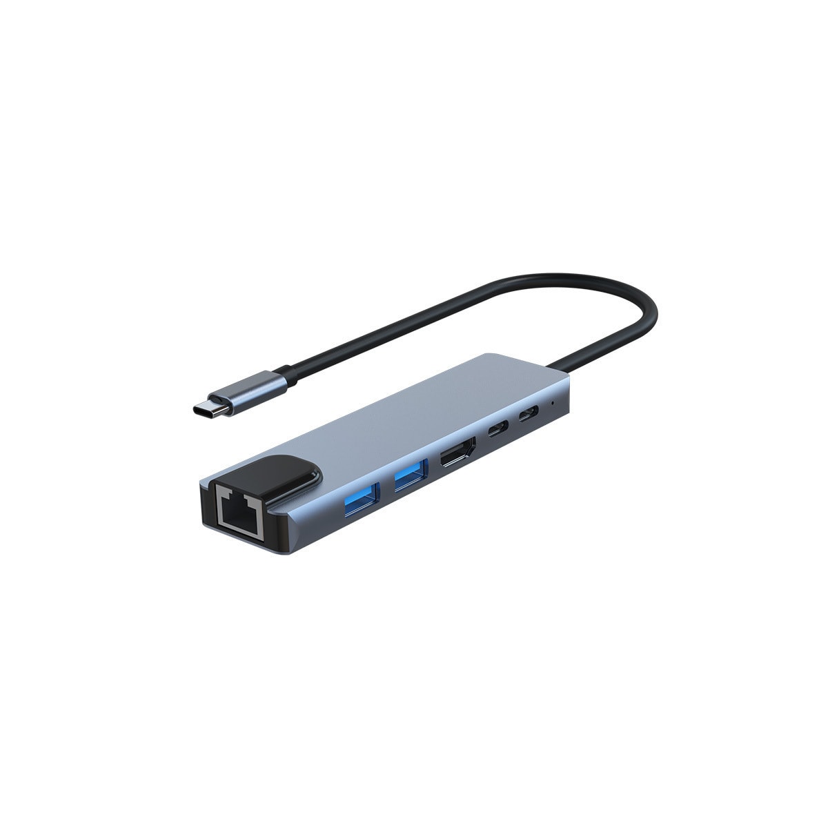 USB-C multiportadapter USB-A, USB-C, HDMI, RJ45 Grå