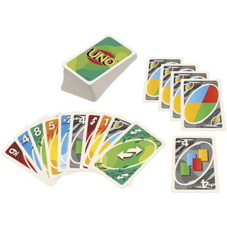 Mattel UNO 100% Papier Kartenspiel, plastikfrei und recycelbar, Familienspiel