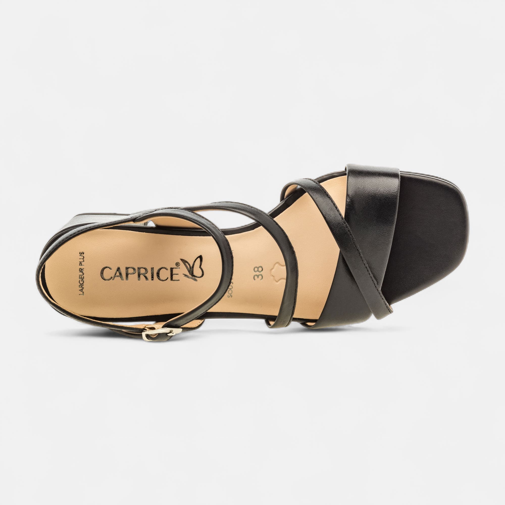 Nu-pieds à talon Femme en cuir noir