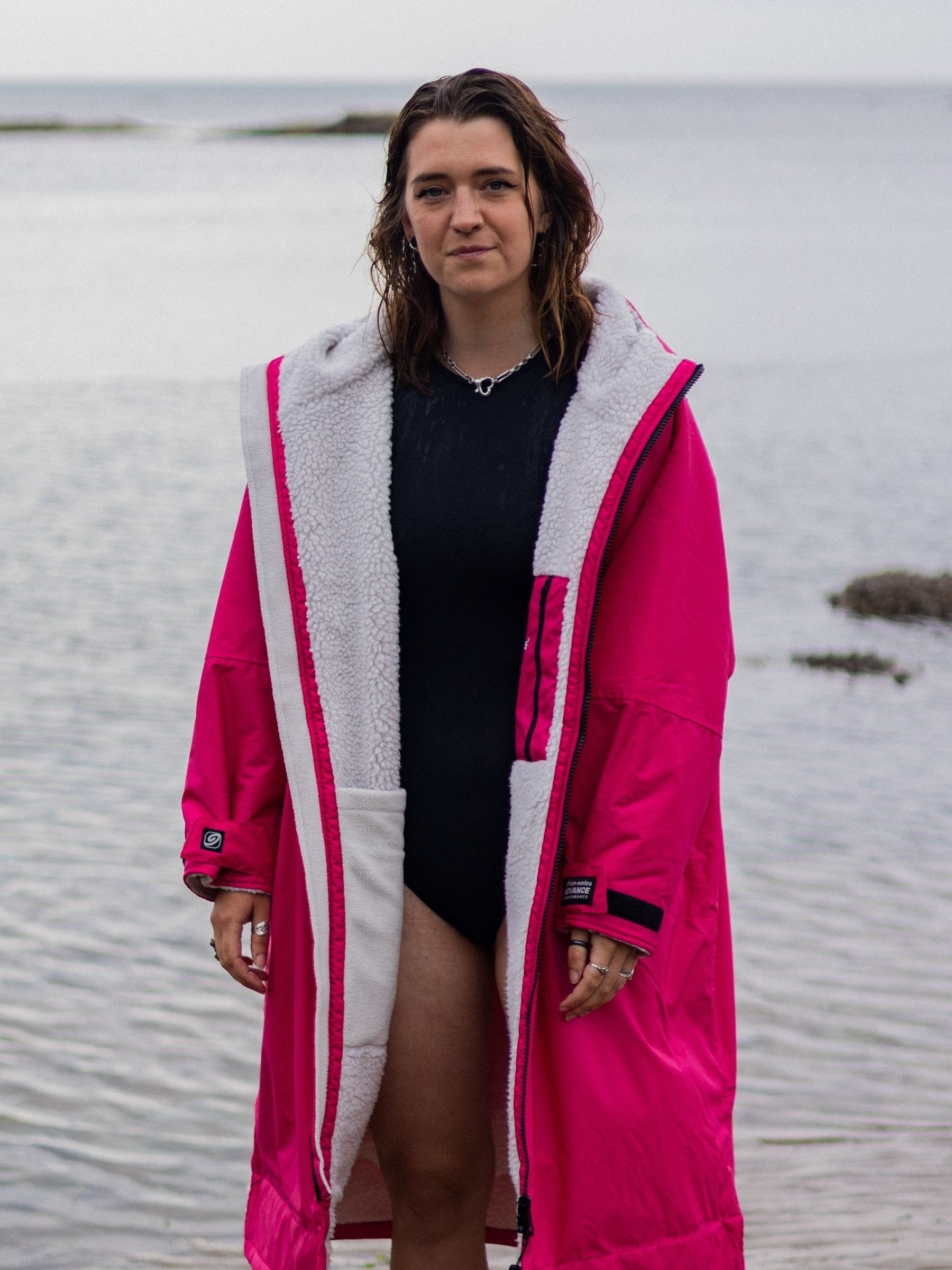 Roze/lichtgrijs - dryrobe Advance Adult Long Sleeve Changing Coats