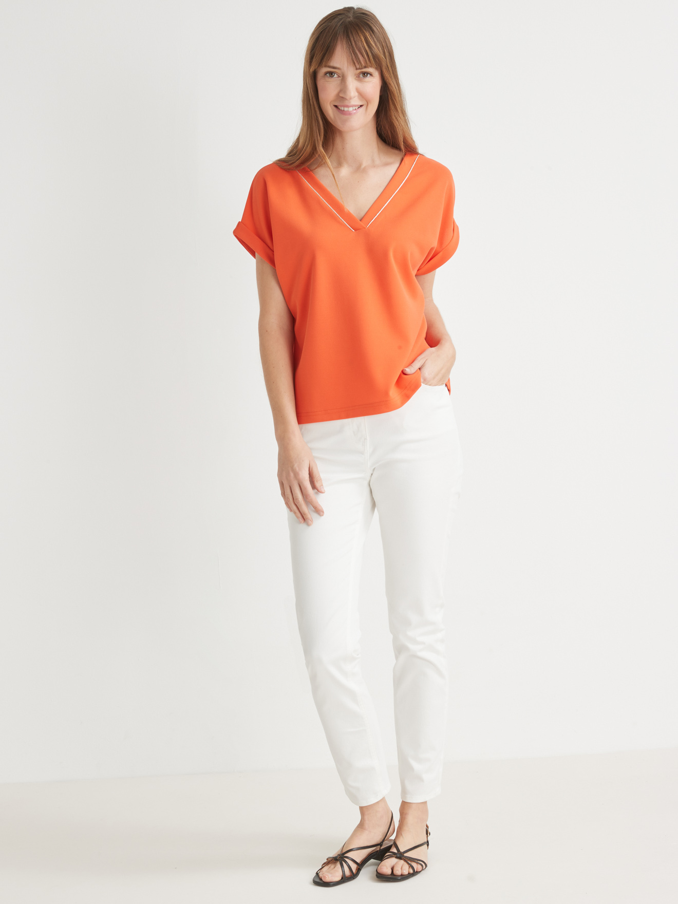 Tee-shirt V maille fluide