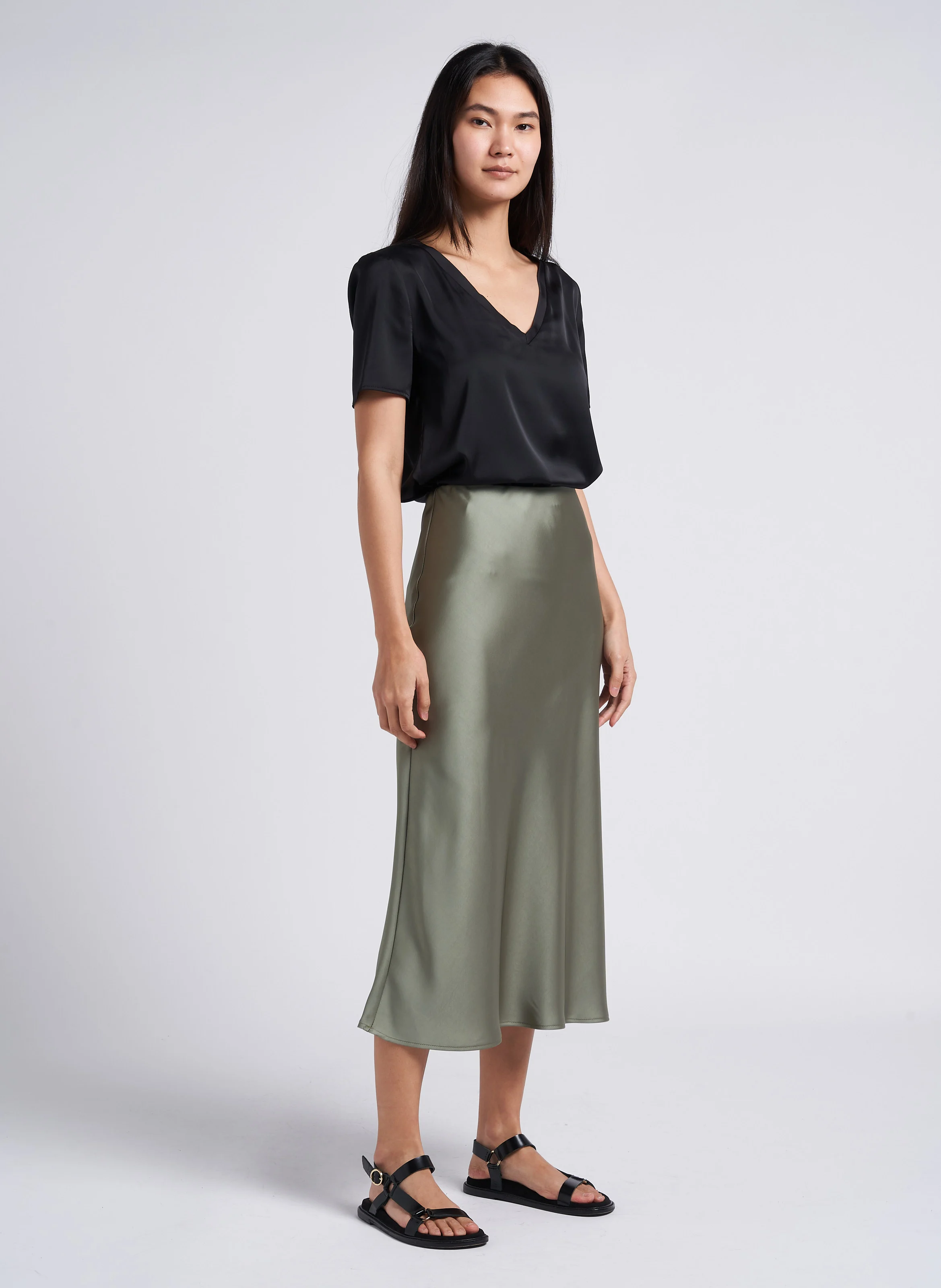 Tee-shirt col V fluide | Noir