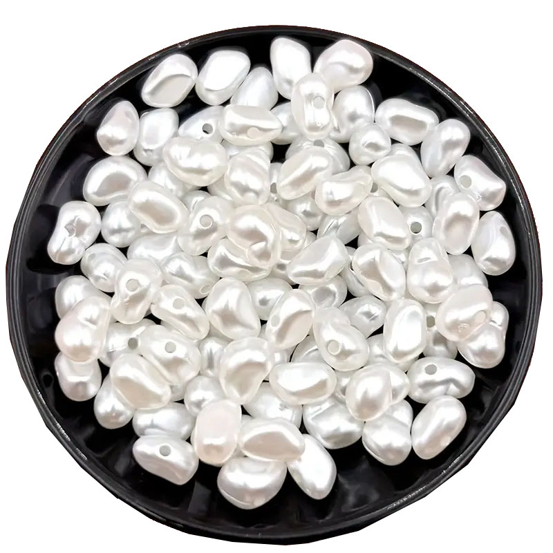 (100er Set) 6x9mm Schimmernde Perlen DIY Bastel Schmuck Zwischenperle im Perlmutt Optik für Armband / Kette - Weiss