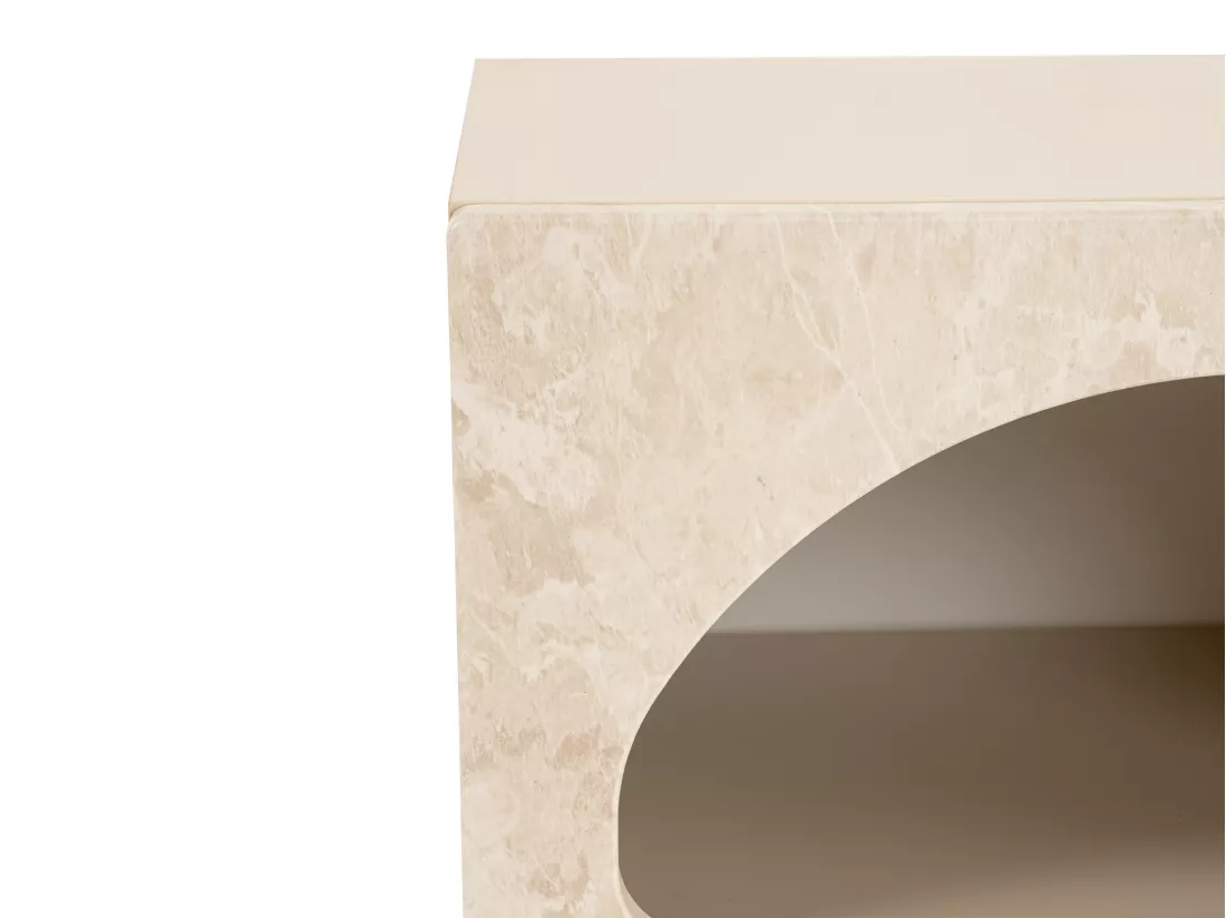 Table de chevet avec rangements - Beige effet marbre - LUELA