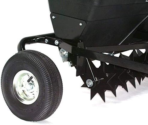 Generisch Anhänger Rasenlüfter Rasenbelüfter 102cm Vertikutierer mit Streuwagen 55552 AWZ