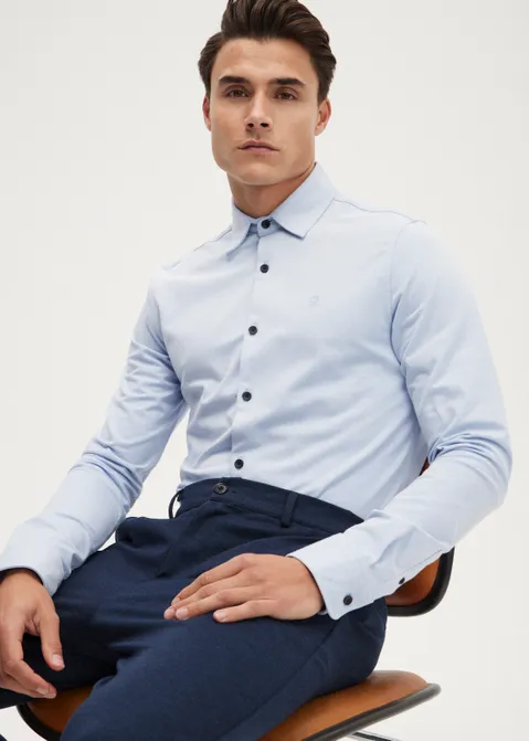 Overhemd pique stretch blauw (BLW.LME)