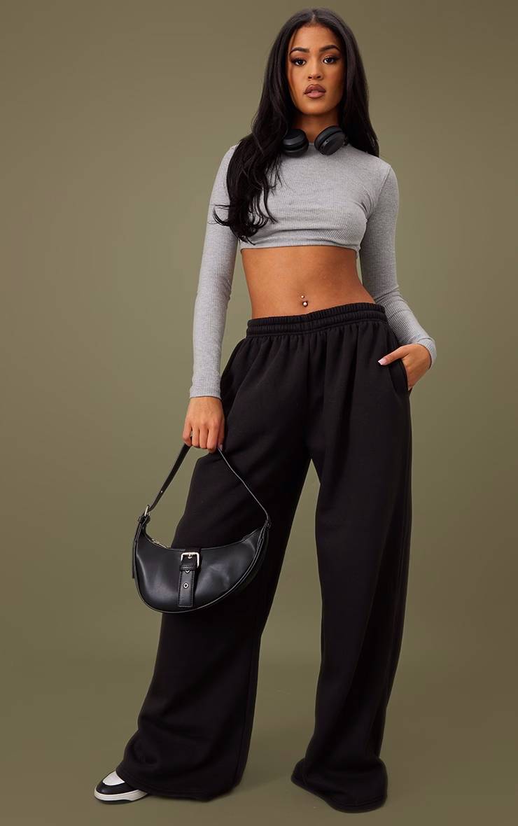 Noir Joggers Taille Haute À Jambes Extra Larges