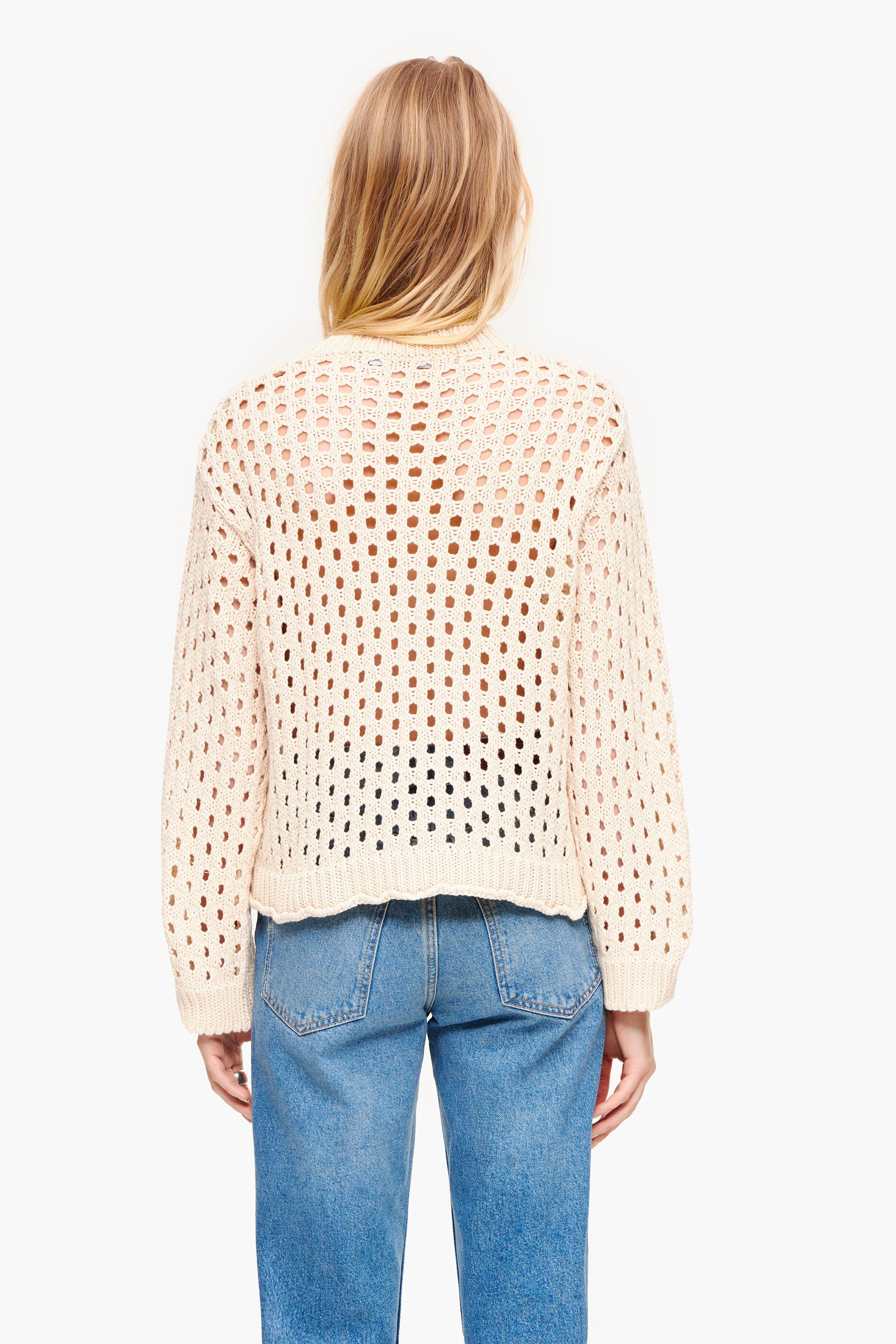 camisa crua de malha vazada