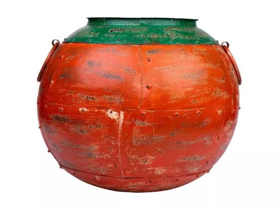 Vase en métal antique rouge 38x38x40h cm