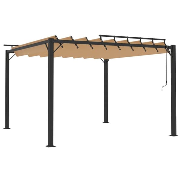 vidaXL Paviljong med lamelltak 3x3 m gråbrun stoff og aluminium