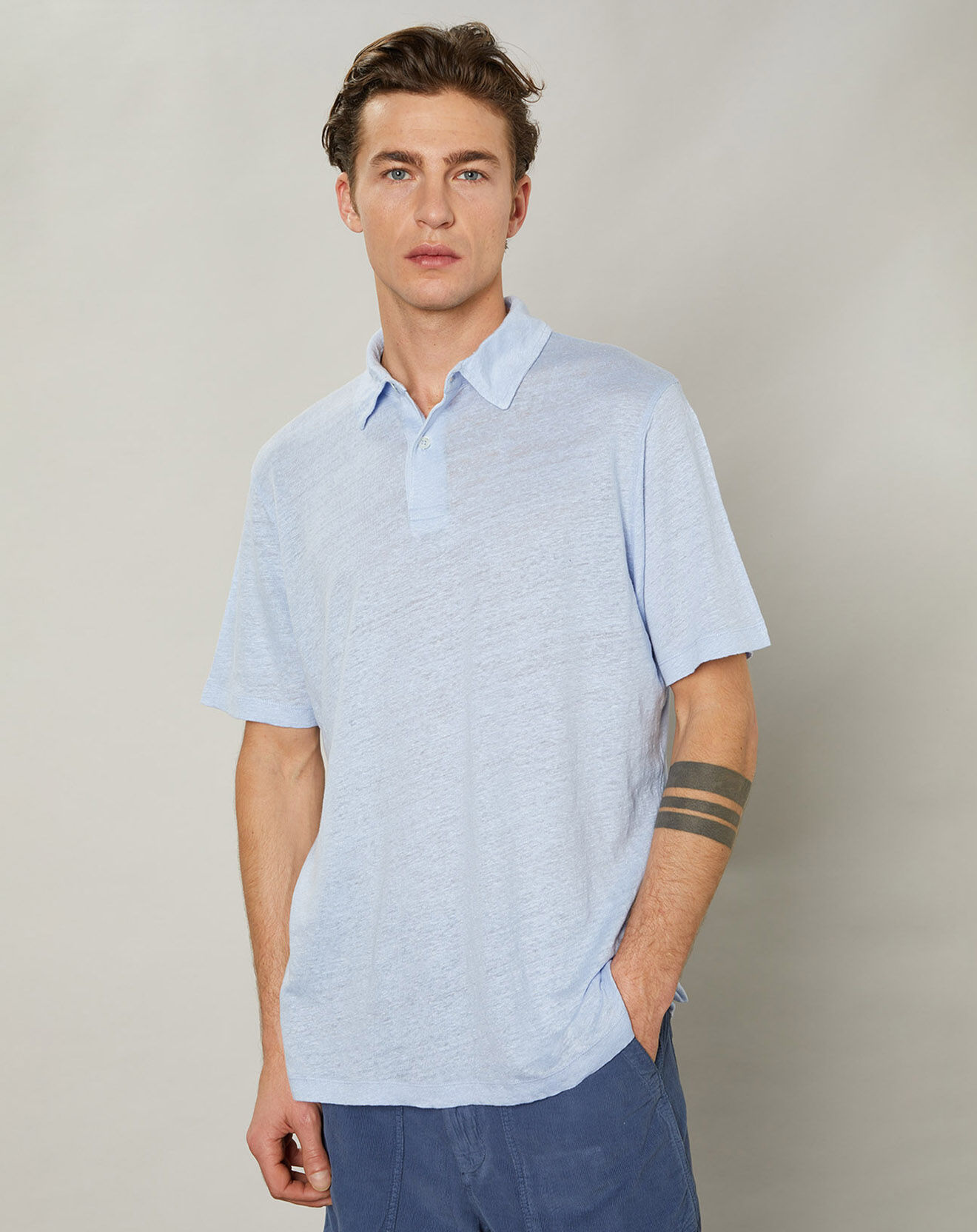 Hartford Polo 100% Lin bleu ciel