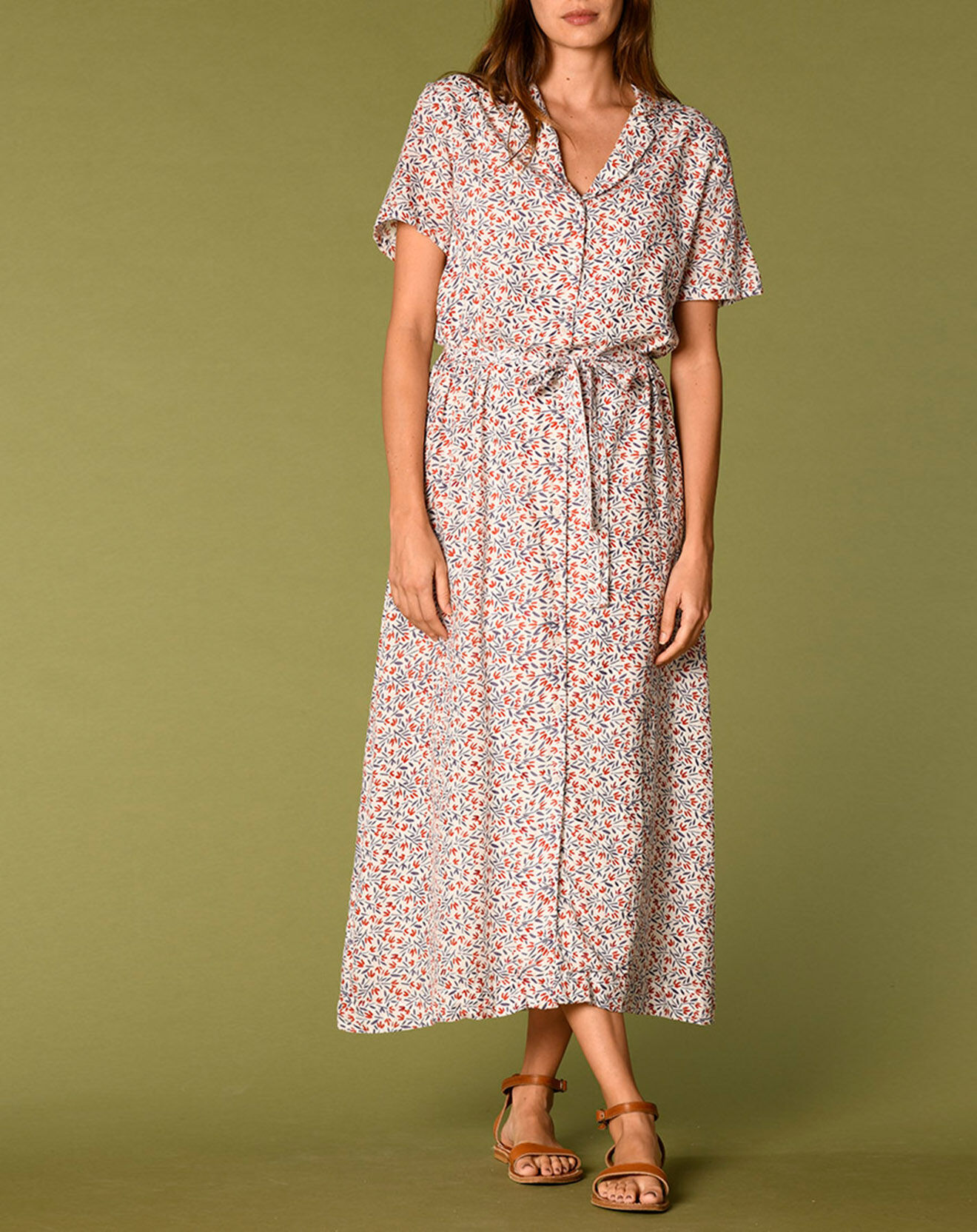 Harris Wilson Robe Laura imprimée écru/groseille