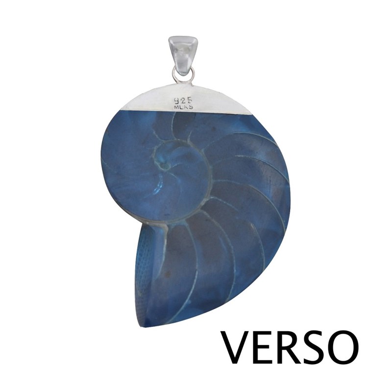 Pendentif Argent Nautile Coquillage et Résine
