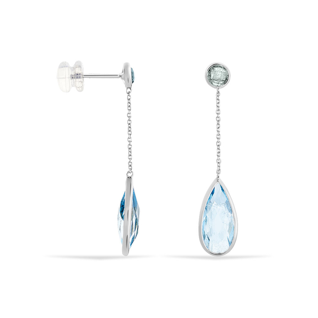 Boucles D'oreilles Pendantes Dennis Or Blanc Topaze