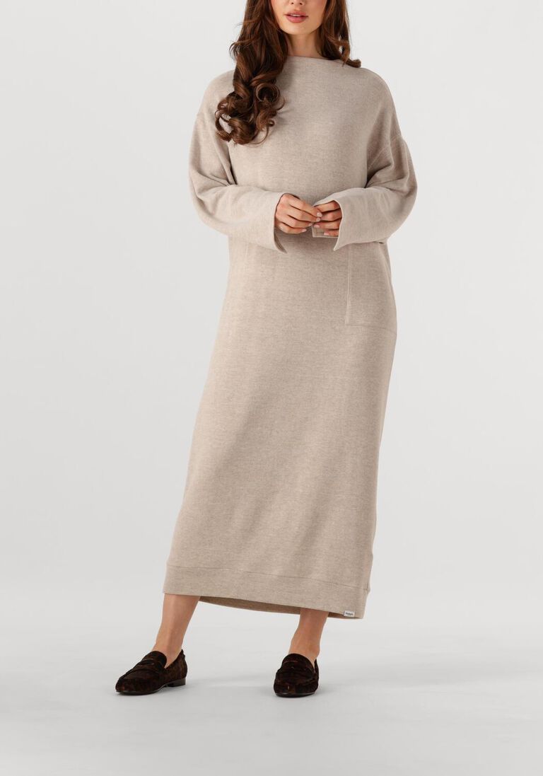 beige penn & ink midi jurk dress w25t1191