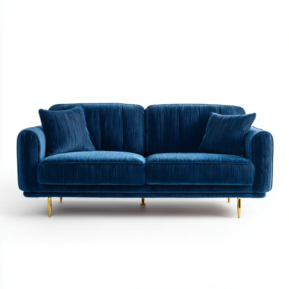 2-Sitzer-Sofa Samtstoff 150x85x75 cm - Blau - Moderner Stil