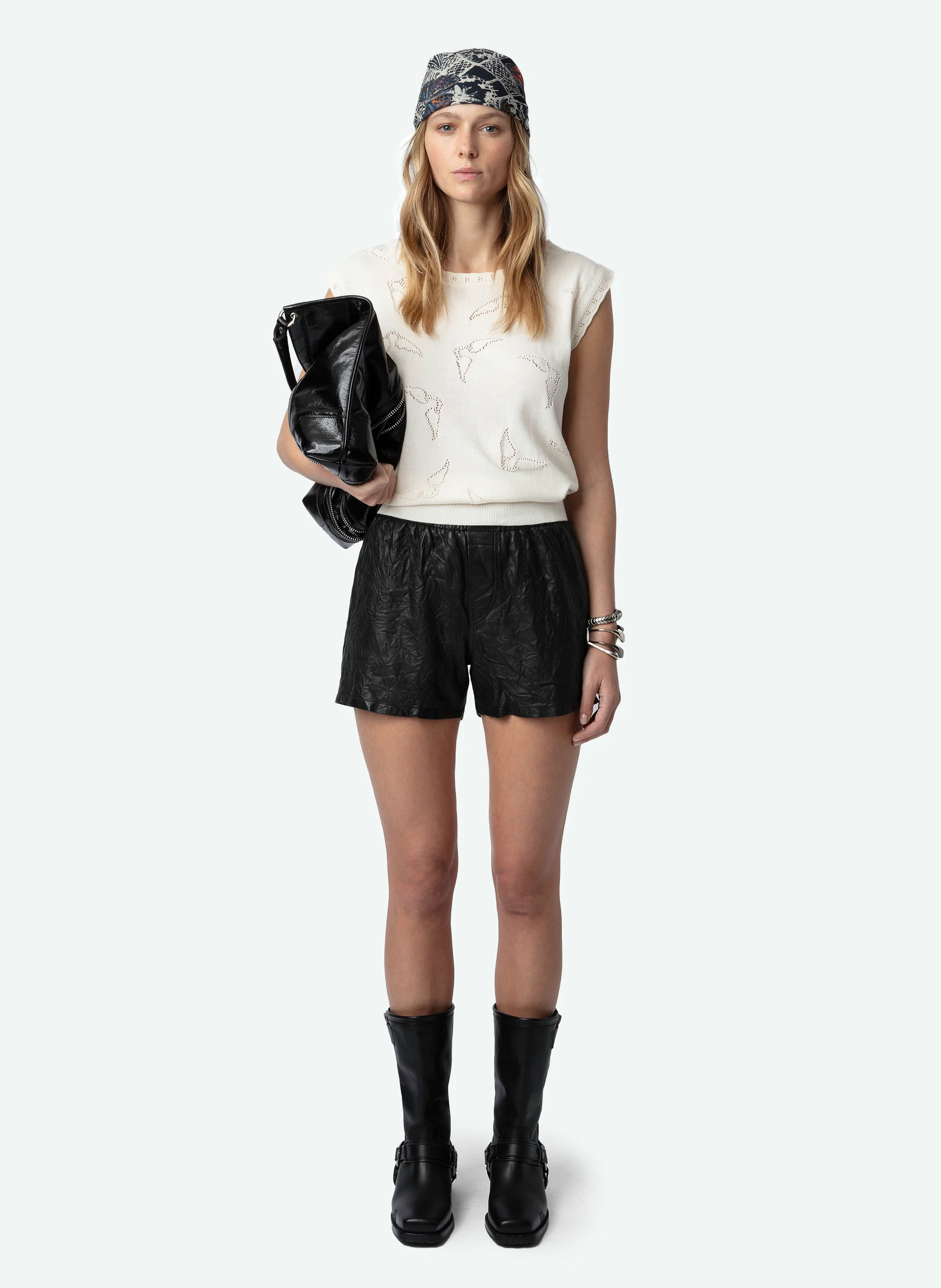 EMMYL - Pull sans manches en maille pointelle de coton bio | Blanc
