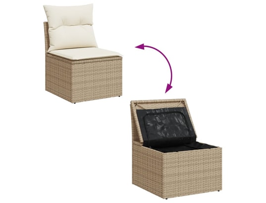 VIDAXL - Salon extérieur Salon de jardin avec coussins 9 pcs beige résine tressée