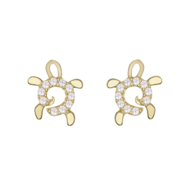 Boucles d'Oreilles Or Jaune Tortue - Enfant
