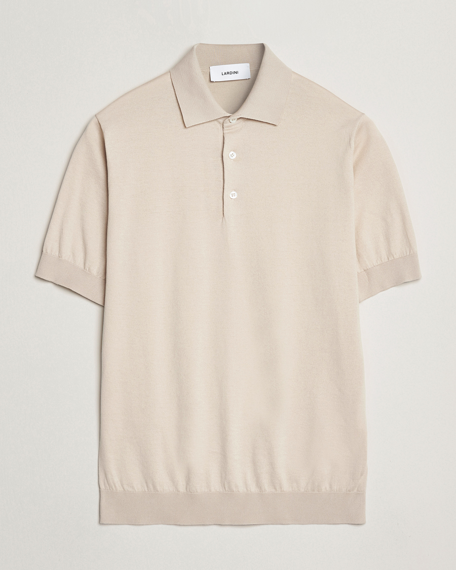 Lardini Knitted Cotton Polo Beige