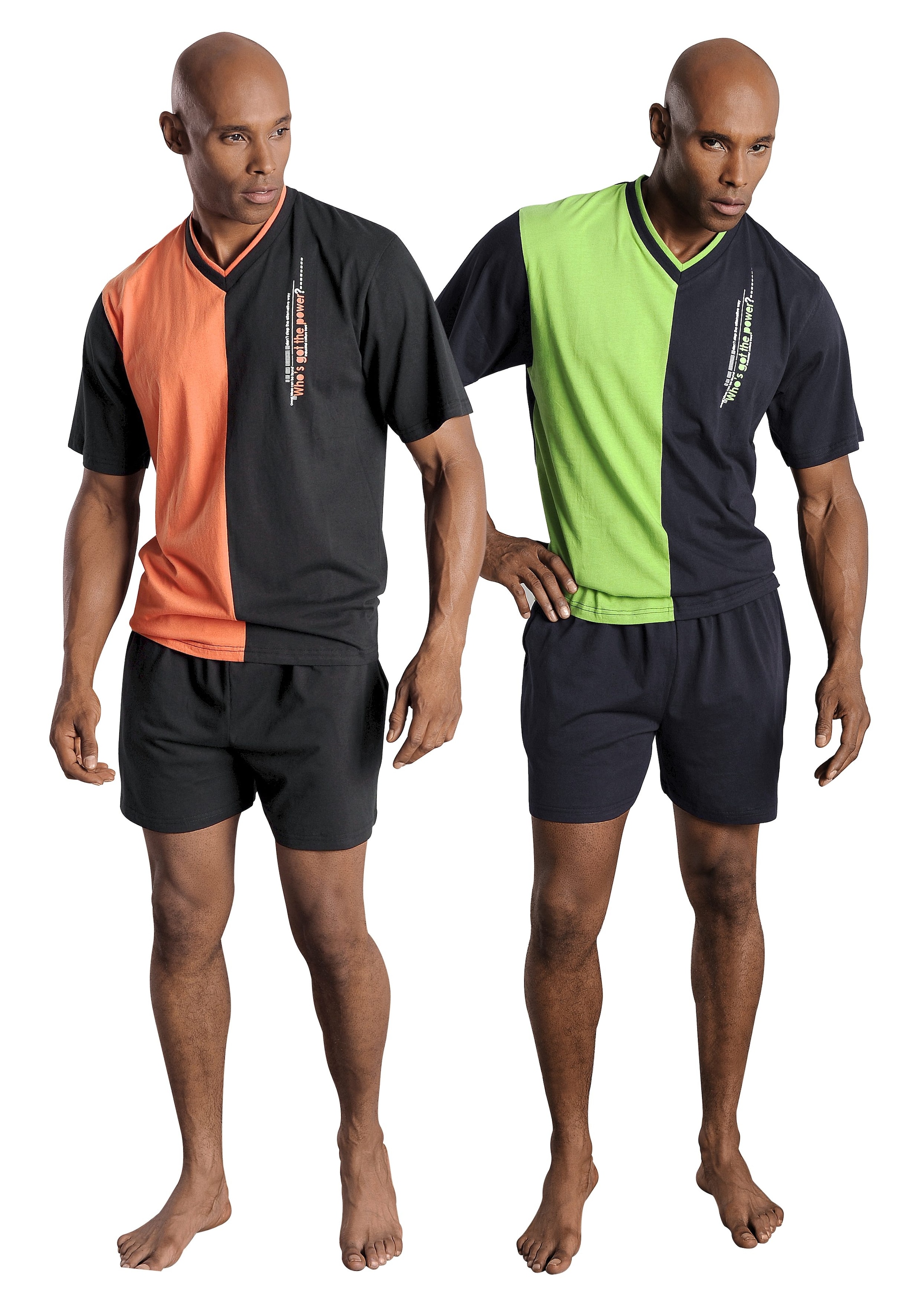 le jogger® Pyjama Packung, 2 Stück, 4 Stk. tlg., mit 2-farbigem T-Shirt
