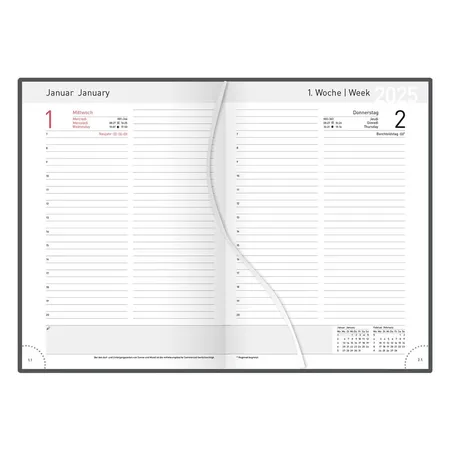 Idena Buchkalender 2025 Premium – DIN A5, FSC® Mix, grau