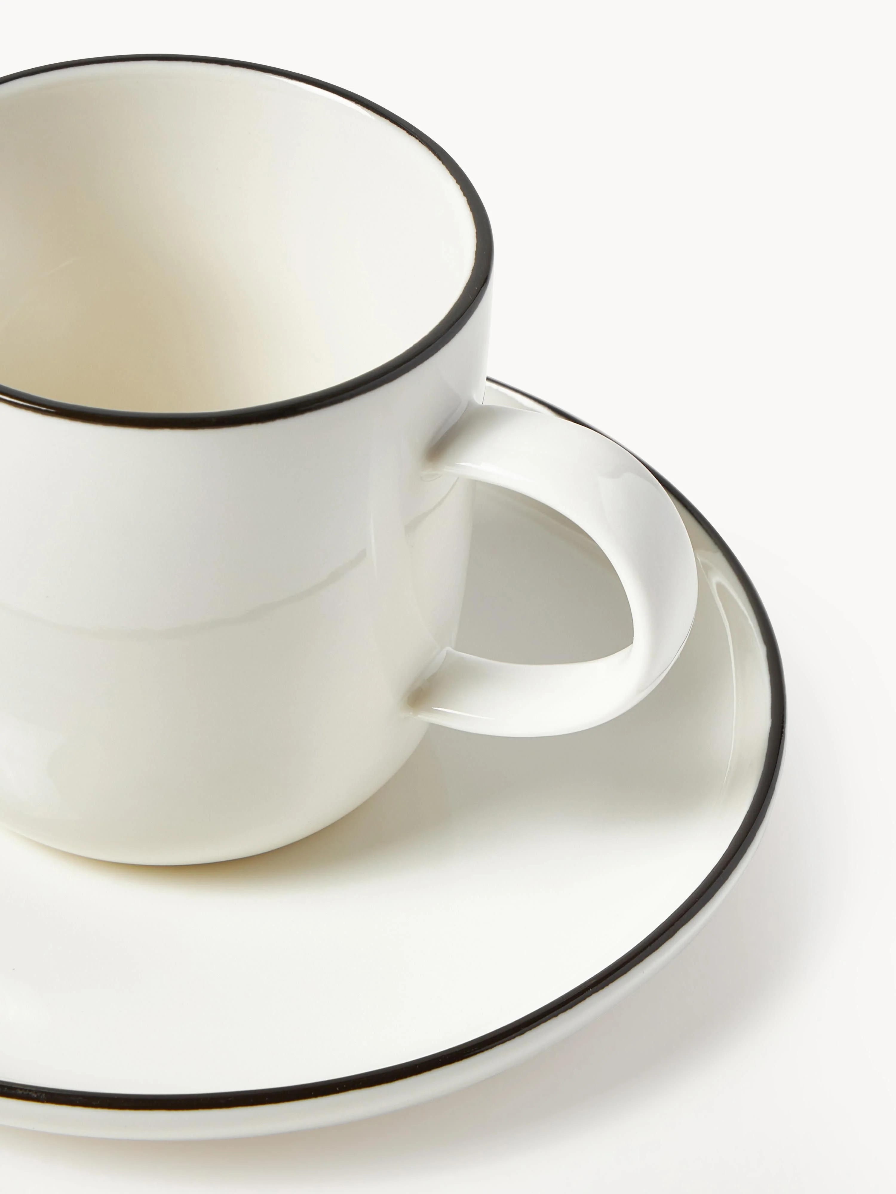 Porseleinen koffiekopjes Facile met schotels, 2 stuks