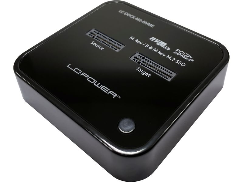LC-Power Dockingsstation LC-DOCK-M2-NVME Kompakte USB 3.2 Gen 2x1 Docking Station für bis zu zwei NVMe-M.2 SSDs