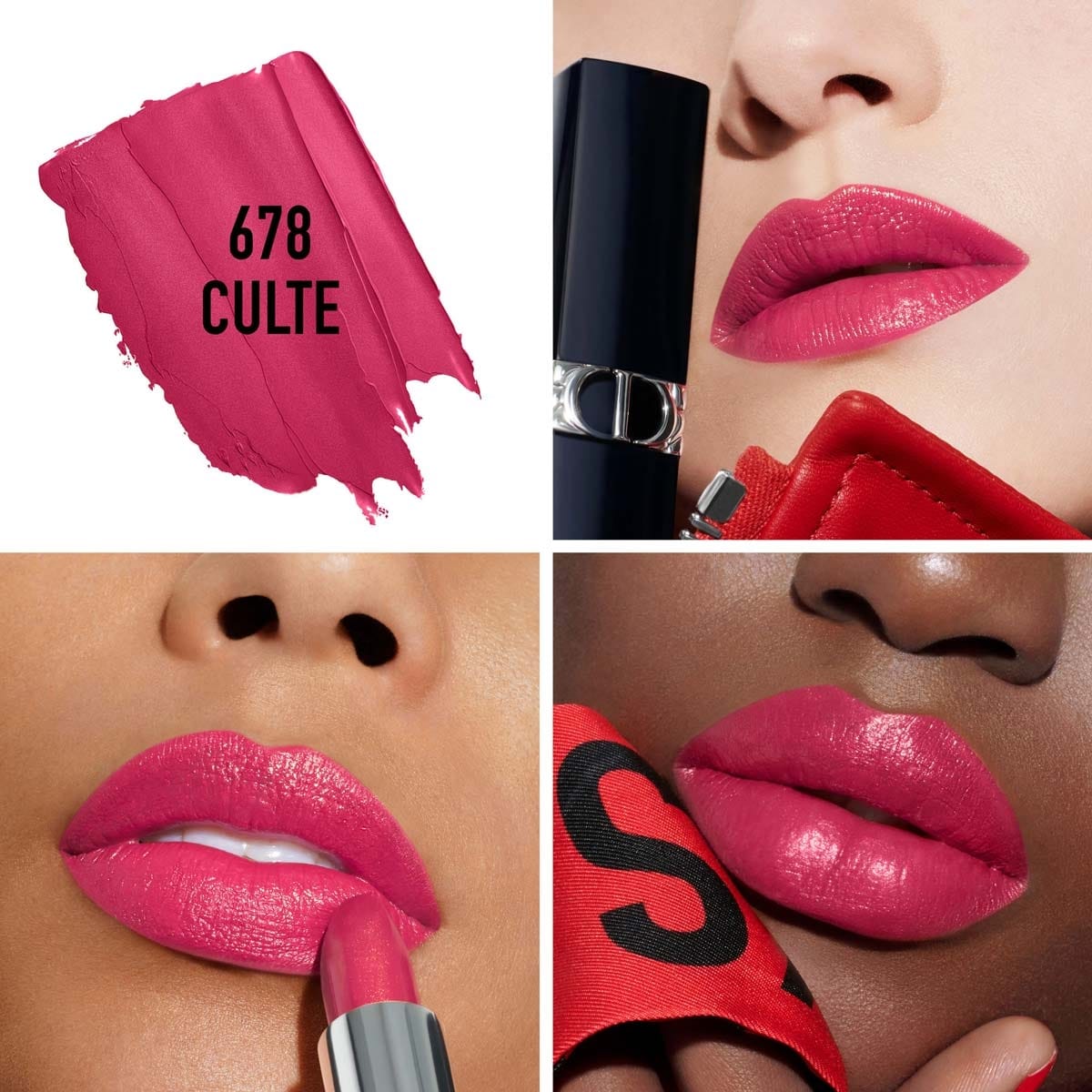 Rouge Dior Rouge Dior Rouge à Lèvres Rechargeable Couleur Couture, 4 finis : Satin, Mat, Métallique et Velours