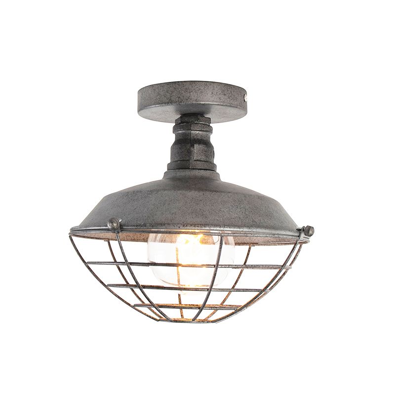 Industriële plafondlamp antiek zilver 25,5 cm - Course