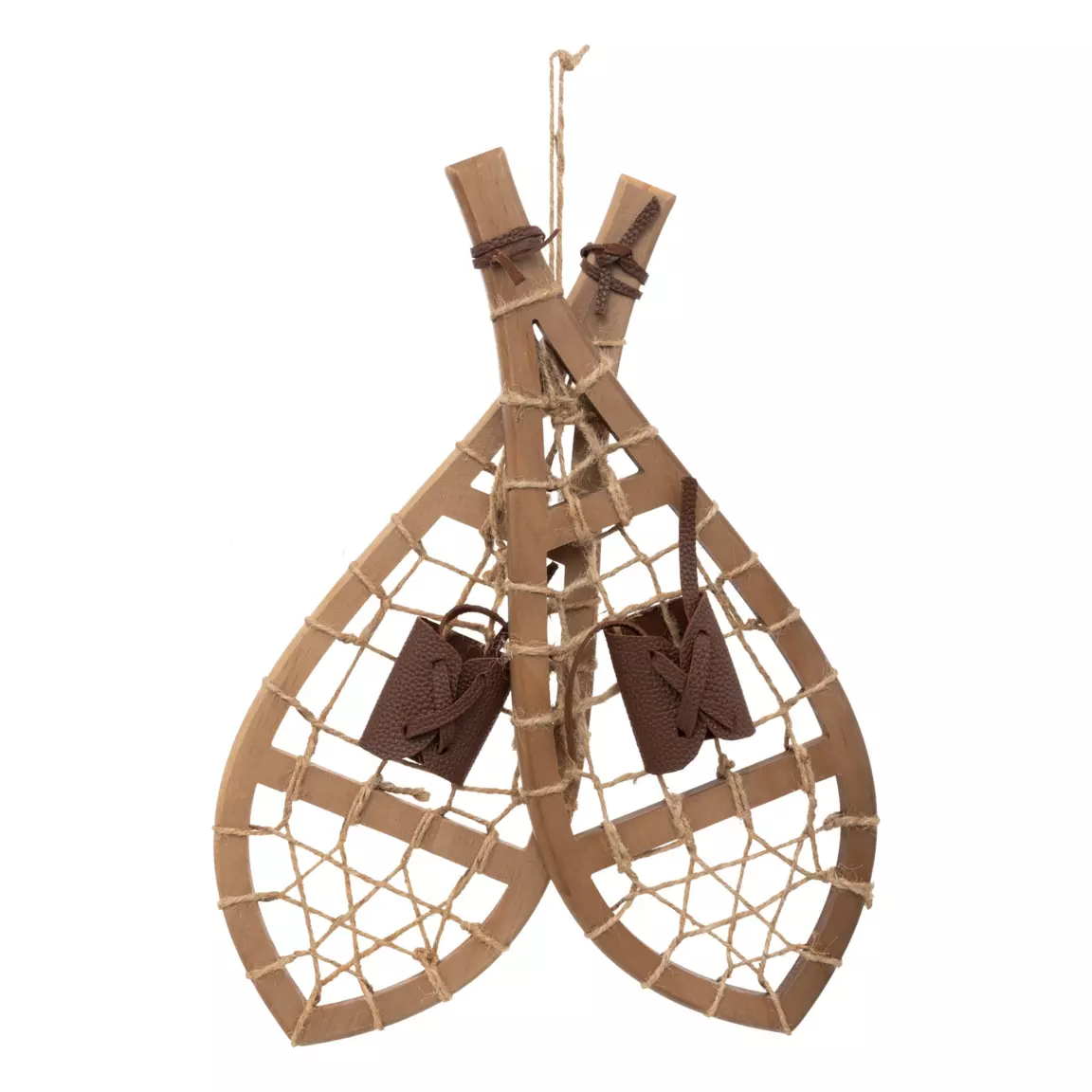 Suspension en bois (H50 cm) Raquettes anciennes Marron