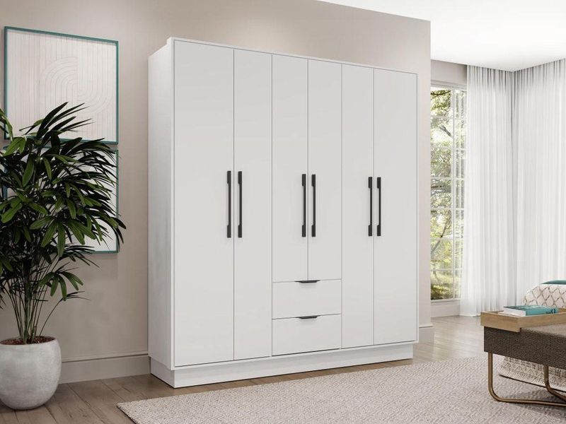 FEOVA Kast met 6 Deuren en 2 Lades - Wit - L162 cm