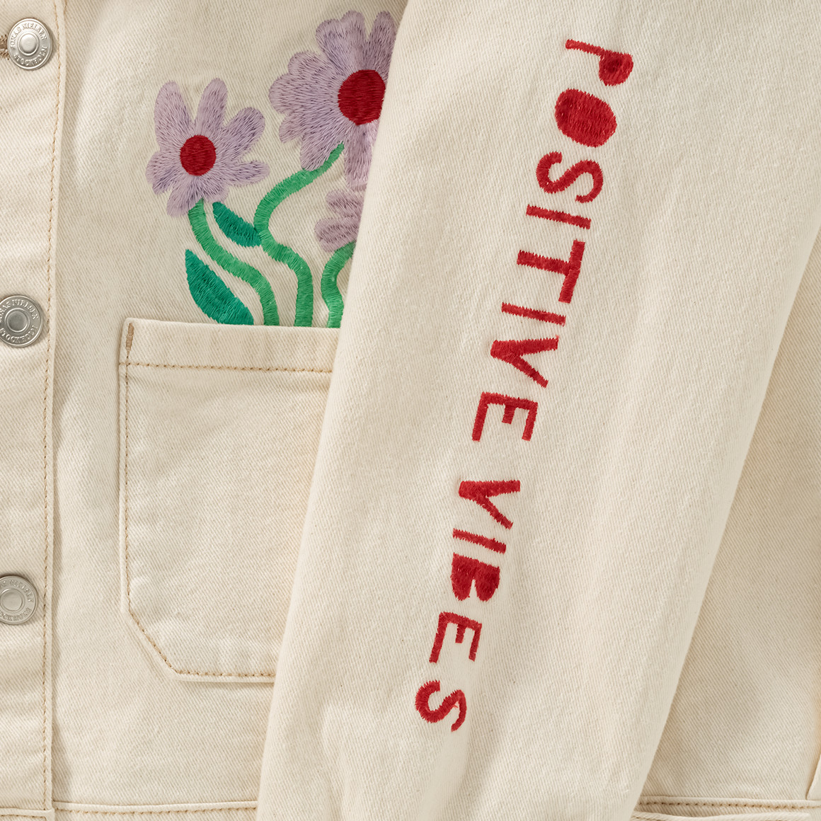 Jonas Nielsen Mädchen Jeansjacke mit Stickerei beige