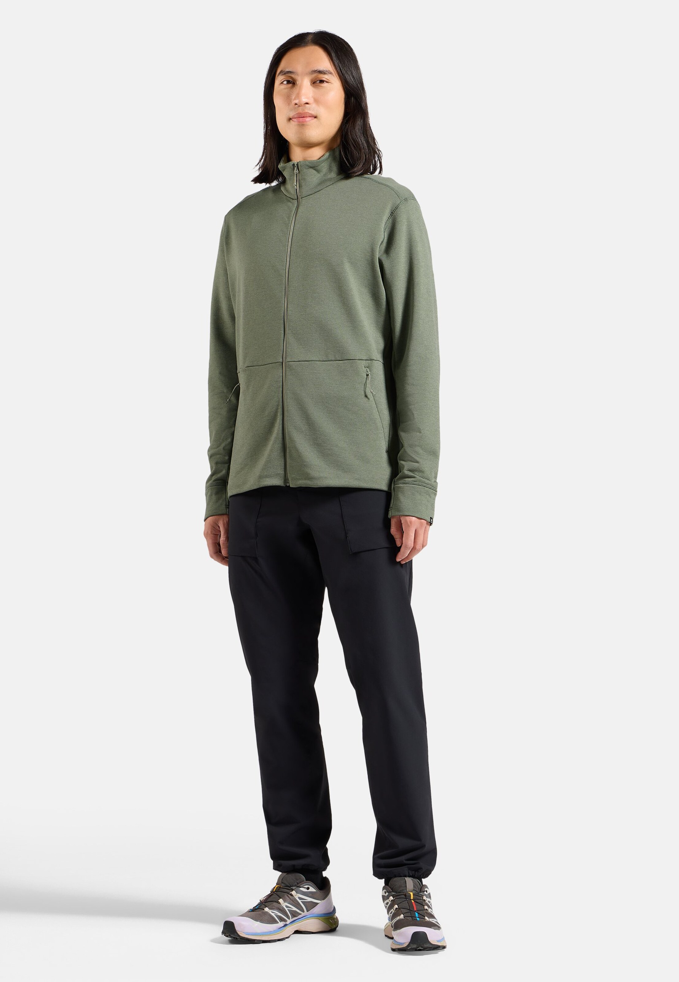 Essentials Multisport Mid Layer aus Grid-Fleece mit Reissverschluss in shadow melange