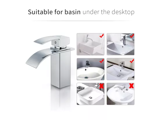 Cecipa max 2PCS Robinet Salle de Bain Mitigeur Lavabo Cascade Robinetterie Lave-mains avec Levier Unique Mélangeur à l'Eau Chaude et Froide,EU Modèle