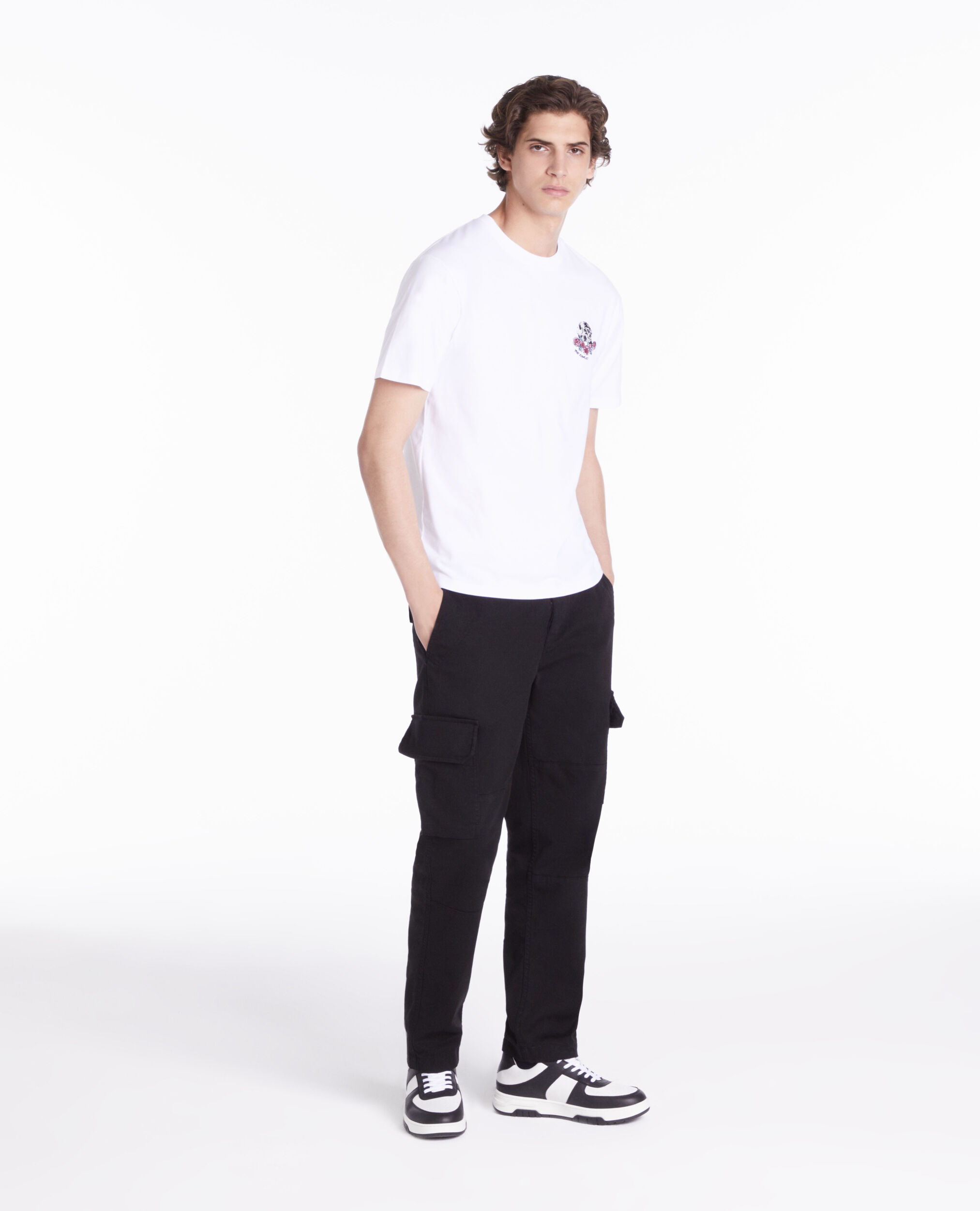 T-shirt blanc avec broderie Vintage skull